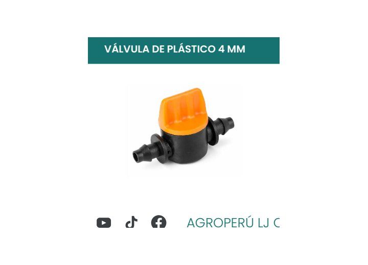 Válvula De Plástico 4 Mm